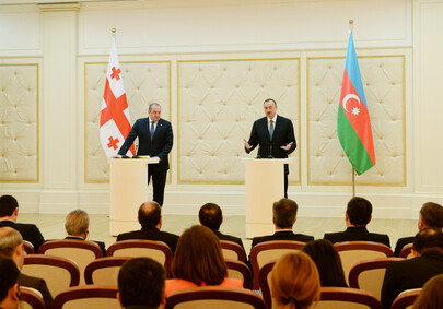 Президенты Азербайджана и Грузии выступили с заявлениями для печати (ФОТО)