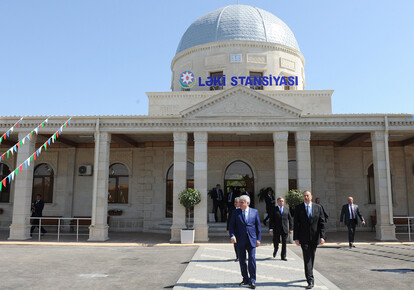 Президент Ильхам Алиев в рамках поездки в Агдашский район принял участие в открытии нового здания железнодорожного вокзала Ляки