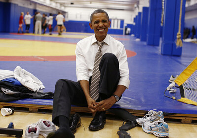 Барак Обама в тренажерном зале (ВИДЕО)
