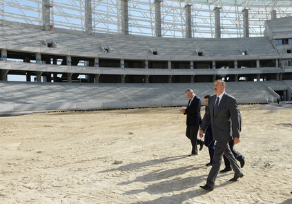 Президент И.Алиев ознакомился с ходом строительства Бакинского Олимпийского стадиона