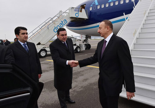 Ильхам Алиев прибыл в Швейцарию для участия в Давосском форуме (Фото)