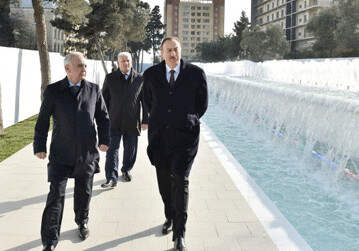 Президент Азербайджана ознакомился с комплексом  фонтанов в Хатаинском районе (Фото)