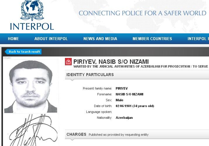Интерпол обнародовал досье разыскиваемого азербайджанского бизнесмена Насиба Пириева