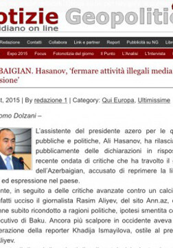 Итальянский портал поместил статью о комментарии Али Гасанова в связи с задержанием сотрудников ряда зарубежных СМИ