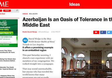 Time: «В мире, где отсутствие толерантности – растущая угроза, Азербайджан может дать пример другим странам»