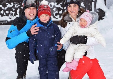 Кейт Миддлтон и принц Уильям с детьми на горнолыжном курорте (Фото)