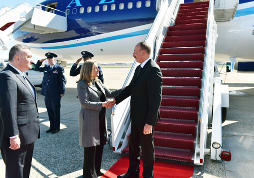 Президент Ильхам Алиев прибыл с визитом в США (Фото)