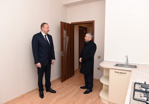 Президент Азербайджана принял участие в открытии нового дома в Сабунчинском районе (Фото)