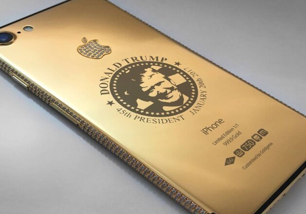 В ОАЭ в продажу поступил золотой iPhone 7 с портретом Трампа
