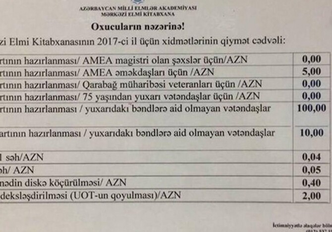 В Азербайджане 5-манатная услуга выросла до 100 AZN