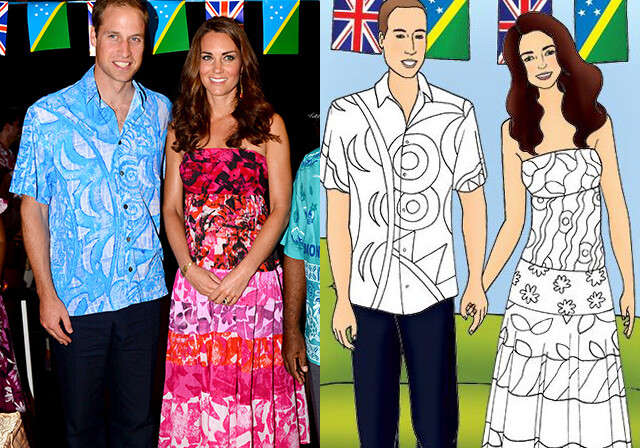 Кейт Миддлтон и принц Уильям стали героями раскраски для детей