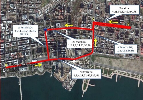 В Баку 26 февраля будут изменены пути следования 14 автобусных маршрутов