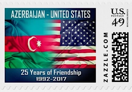 В Лос-Анджелесе выпущена почтовая марка по случаю 25-летия установления дипотношений между Азербайджаном и США