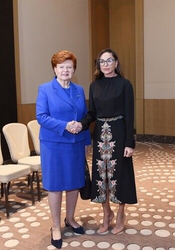 Первый вице-президент Азербайджана встретилась с участниками Бакинского форума (Фото)