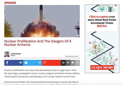 The Daily Caller: «Распространение ядерного оружия и опасность ядерной Армении»