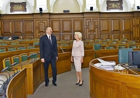 Президент Азербайджана встретился с председателем Сейма Латвии (Фото)