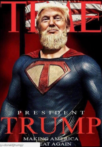 Сын Трампа показал отца в образе Супермена с бородой