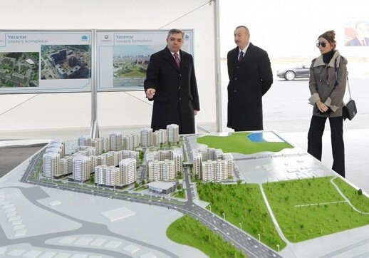 Президент Азербайджана принял участие в церемонии закладки первого здания Госагентства жилищного строительства в Говсане (Фото)