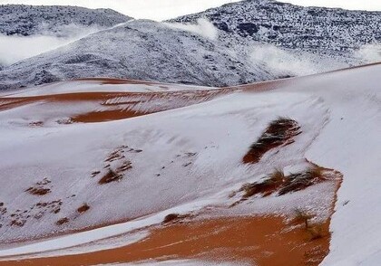 В пустыне Сахара выпал снег (Фото)