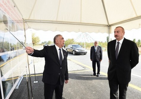 Президент Азербайджана принял участие в открытии автодороги в Губе (Фото)