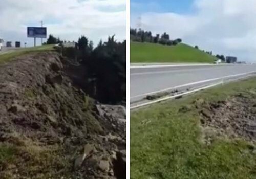 На Зыхском шоссе произошел оползень (Видео)