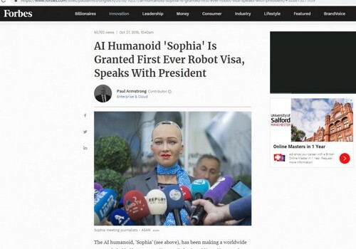 Forbes написал о посещении ASAN робота Софии (Фото)