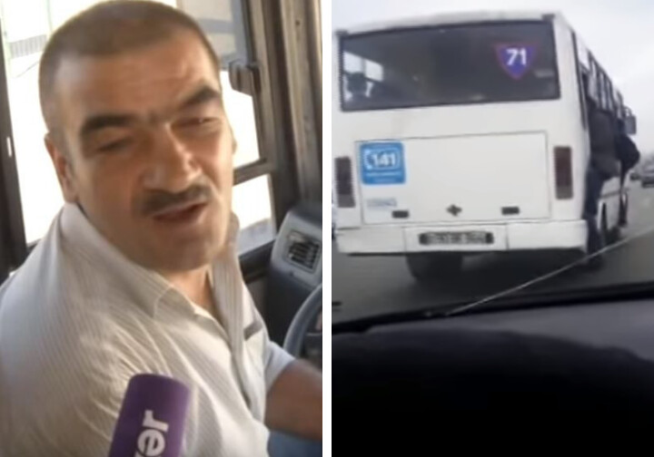 Как в Баку водитель рискует жизнями пассажиров: Люди гроздьями свисают из открытых дверей (Видео)