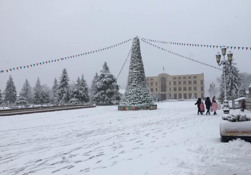 Снегопад накрыл районы Азербайджана (Фото)
