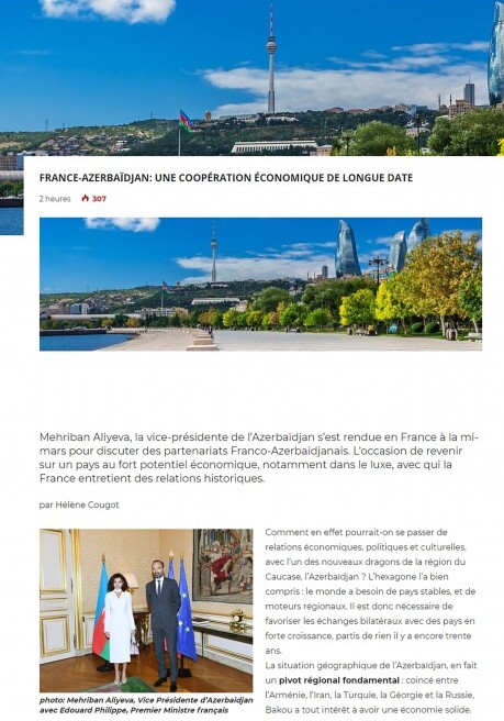 Портал Luxus-Plus написал о визите во Францию Первого вице-президента Азербайджана