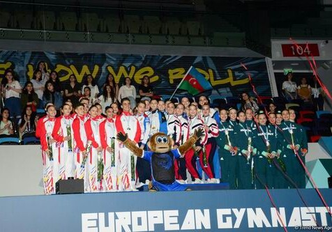 В Баку награждены победители Чемпионата Европы по аэробной гимнастике в командном зачете среди юниоров (Фото)