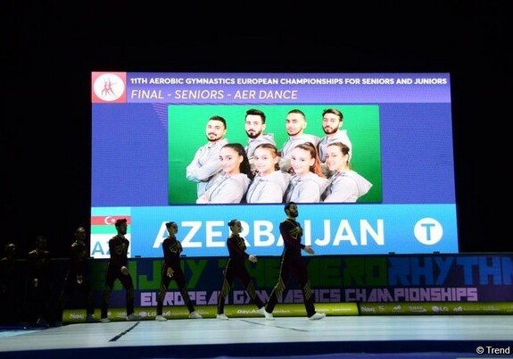 Команда Азербайджана завоевала «золото» чемпионата Европы по аэробной гимнастике в программе аэро-данс (Фото)