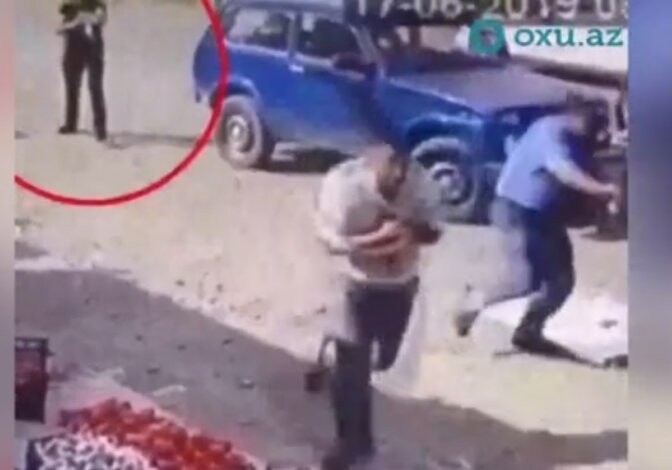 Появились видео кадры стрельбы на рынке в Агстафинском районе