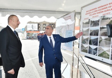 Президент Ильхам Алиев принял участие в открытии ряда дорог в Баку (Фото)