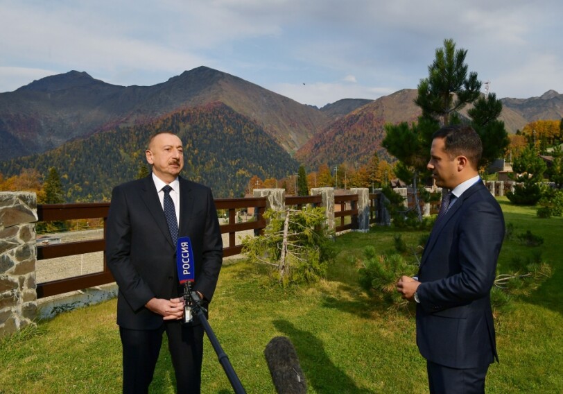 Президент Азербайджана ответил на вопросы корреспондентов телеканалов «Россия» и «Первый» (Фото)