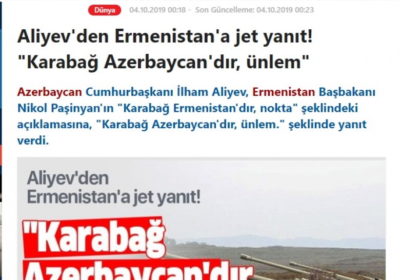 Ведущие СМИ Турции отвели широкое место сочинскому заявлению Президента Ильхама Алиева