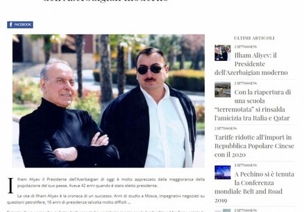 Итальянский новостной портал опубликовал статью «Ильхам Алиев – Президент современного Азербайджана»