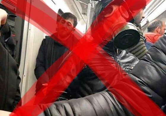 Фото мужчины в противогазе в бакинском метро оказалось фейком (Фото)