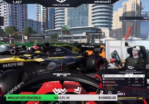 Пилоты «Формулы-1» провели виртуальную гонку по улицам Баку (Фото-Видео)