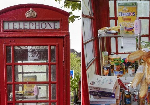 Телефонная будка в британской деревне превратилась в продовольственный банк