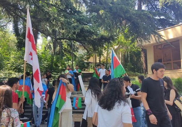 Перед посольством Азербайджана в Грузии проходит акция в поддержку армии (Фото)
