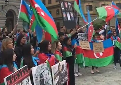 В Стокгольме прошла акция протеста против провокаций Армении в отношении Азербайджана (Видео)