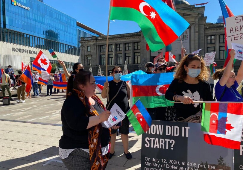Азербайджанцы в Ванкувере провели акцию протеста против армянской провокации (Фото)