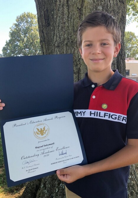 В США 10-летний азербайджанец получил премию президента за особые успехи в учебе (Фото)
