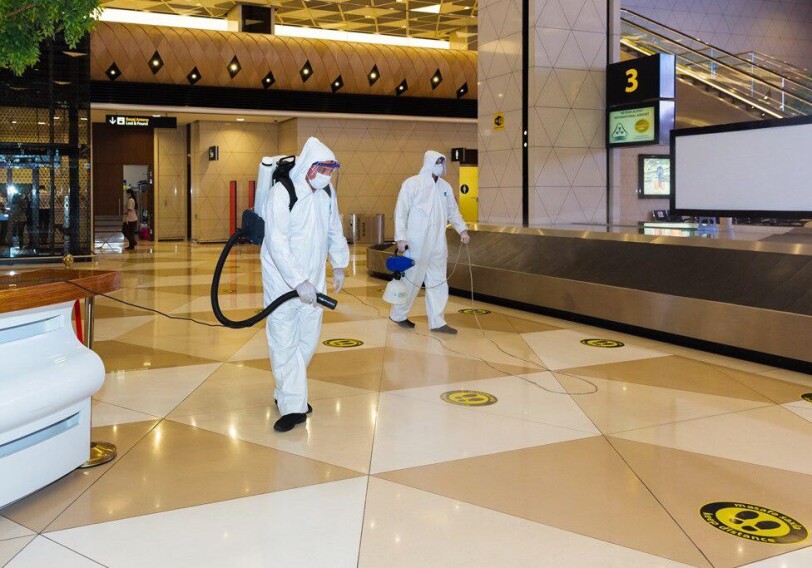 В Международном аэропорту Гейдар Алиев проведена масштабная дезинфекция  (Фото-Видео)