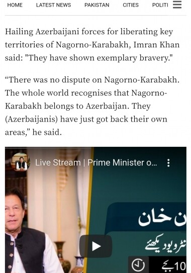 Премьер Пакистана: «Весь мир признаёт принадлежность Карабаха Азербайджану»