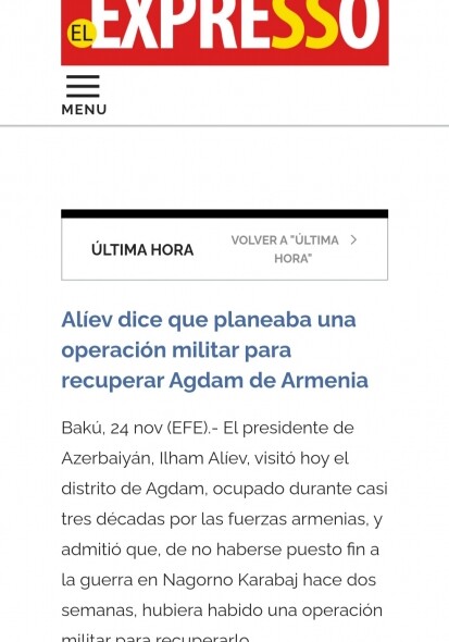 Испанская пресса пишет о визите президента Азербайджана в Агдам (Фото)