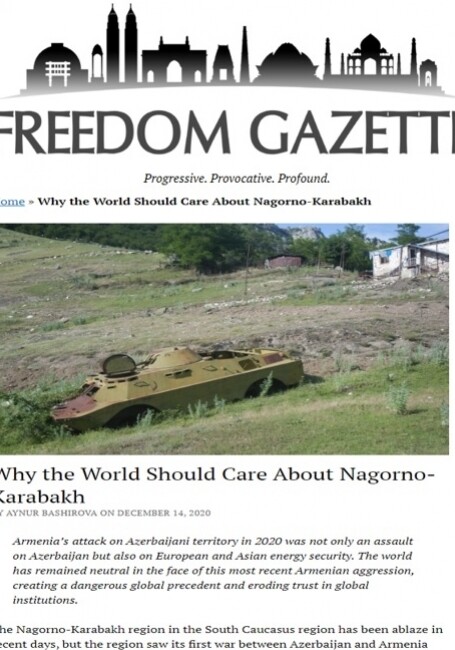 Freedom Gazette: Безучастностью к последней армянской агрессии мир подорвал доверие к глобальным институтам