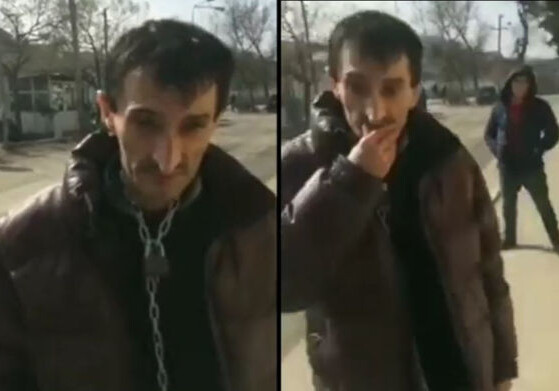 В Баку владелец магазина, приковавший душевнобольного цепью к столбу, привлечен к ответственности (Видео)