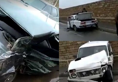 В Баку столкнулись три автомобиля марки ВАЗ, есть пострадавший (Видео)