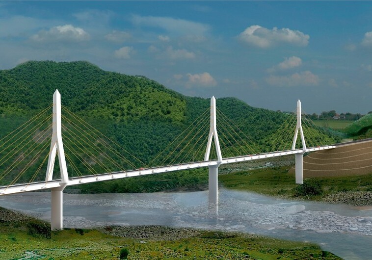 Над рекой Агсучай возводится подвесной мост (Фото)